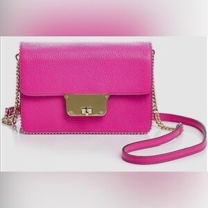 MILLY Mini Astor Crossbody Handbag Hot Pink Gold Chain Strap SOLD OUT